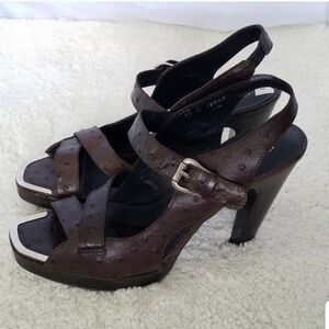 Donald J. Pliner Isoka Brown Ostrich Sandals